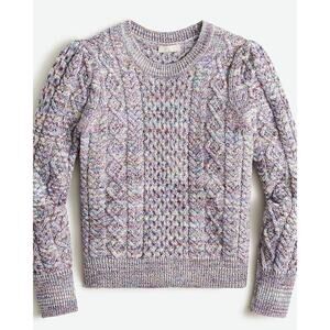 J. Crew Lavender Wool Marled Cable Knit Crewneck Sweater Women's Size Medium